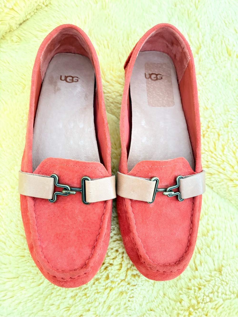 UGG Women's Coral Suede Loafers with Beige Strap